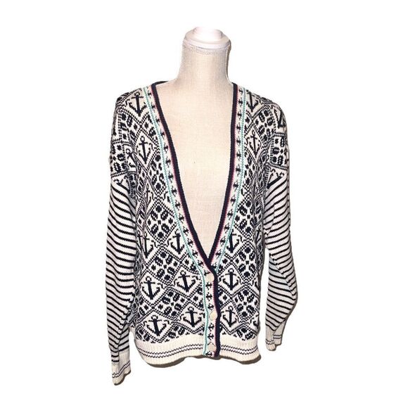 Vintage Robert Scott 100% Cotton Nautical Themed Cardigan - Picture 3 of 11